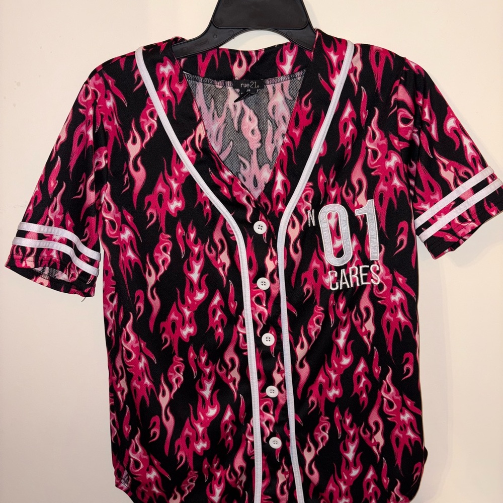 Rue21 Pink and Black Flame Jersey